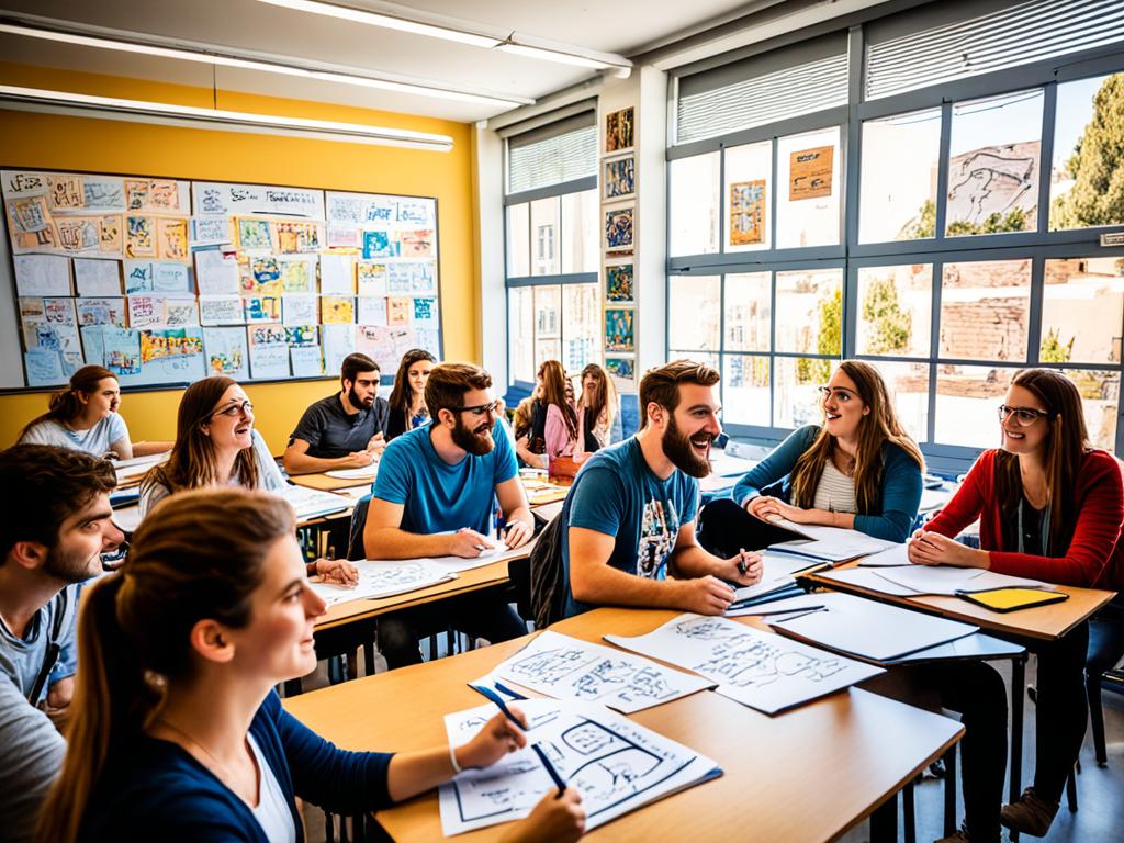 Students in Athens university classroom
