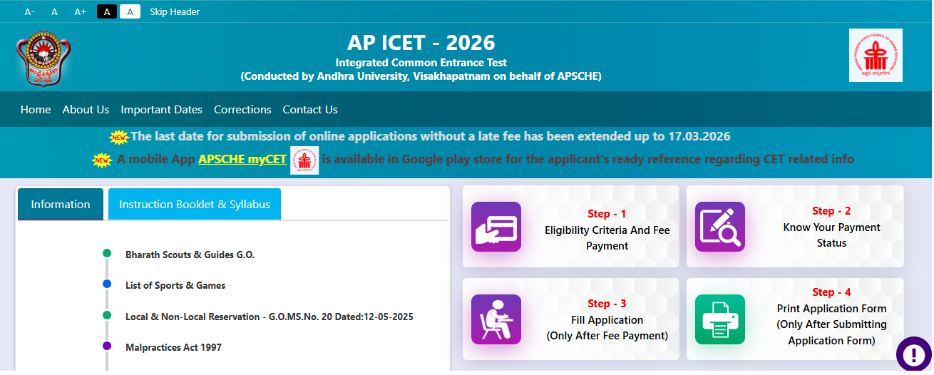 AP ICET 2026 Registration Last Date