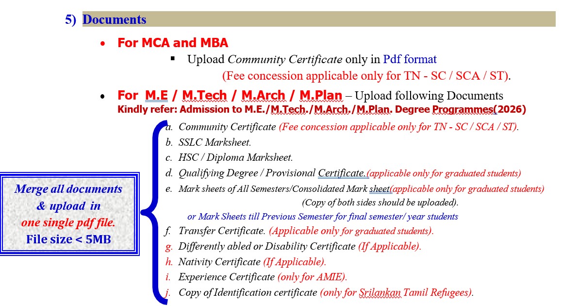 Step 3.5 – Upload Documents Required for TANCET Application Forms 2026