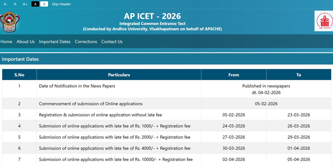 AP ICET Exam Date 2026