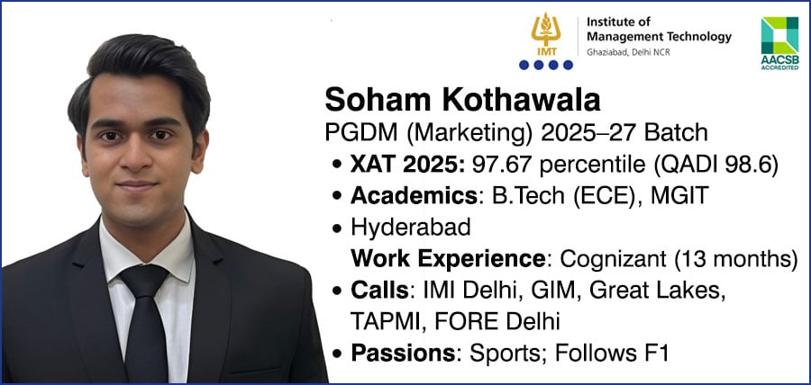 Soham Kothawala – IMT Ghaziabad PGDM (Marketing) 2025–27 Batch