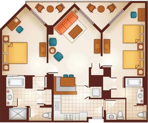 Aulani Two-Bedroom Villa Floor Plan