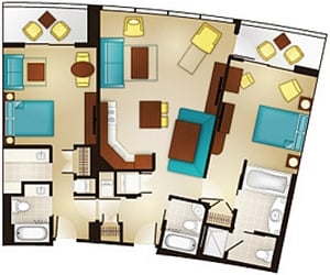 Bay Lake Tower Two-Bedroom Villa Floor Plan