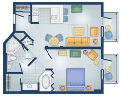 Boardwalk One-Bedroom Villa Floor Plan