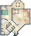 Old Key West One-Bedroom Villa Floor Plan
