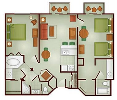 Boulder Ridge Two-Bedroom Villa Floor Plan