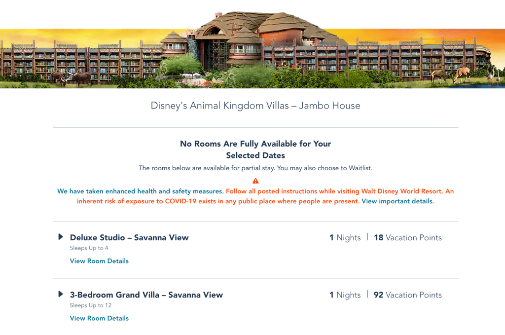 No DVC Availability Screenshot