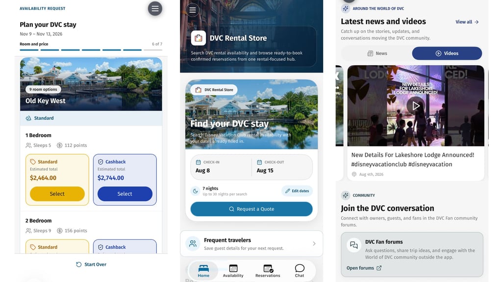 World of DVC App - Rental Store Features