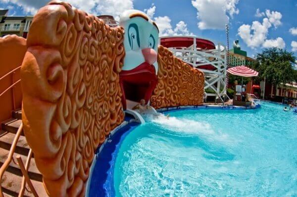Disney’s Boardwalk Villas, the reshaping of Luna Park Pool's clown