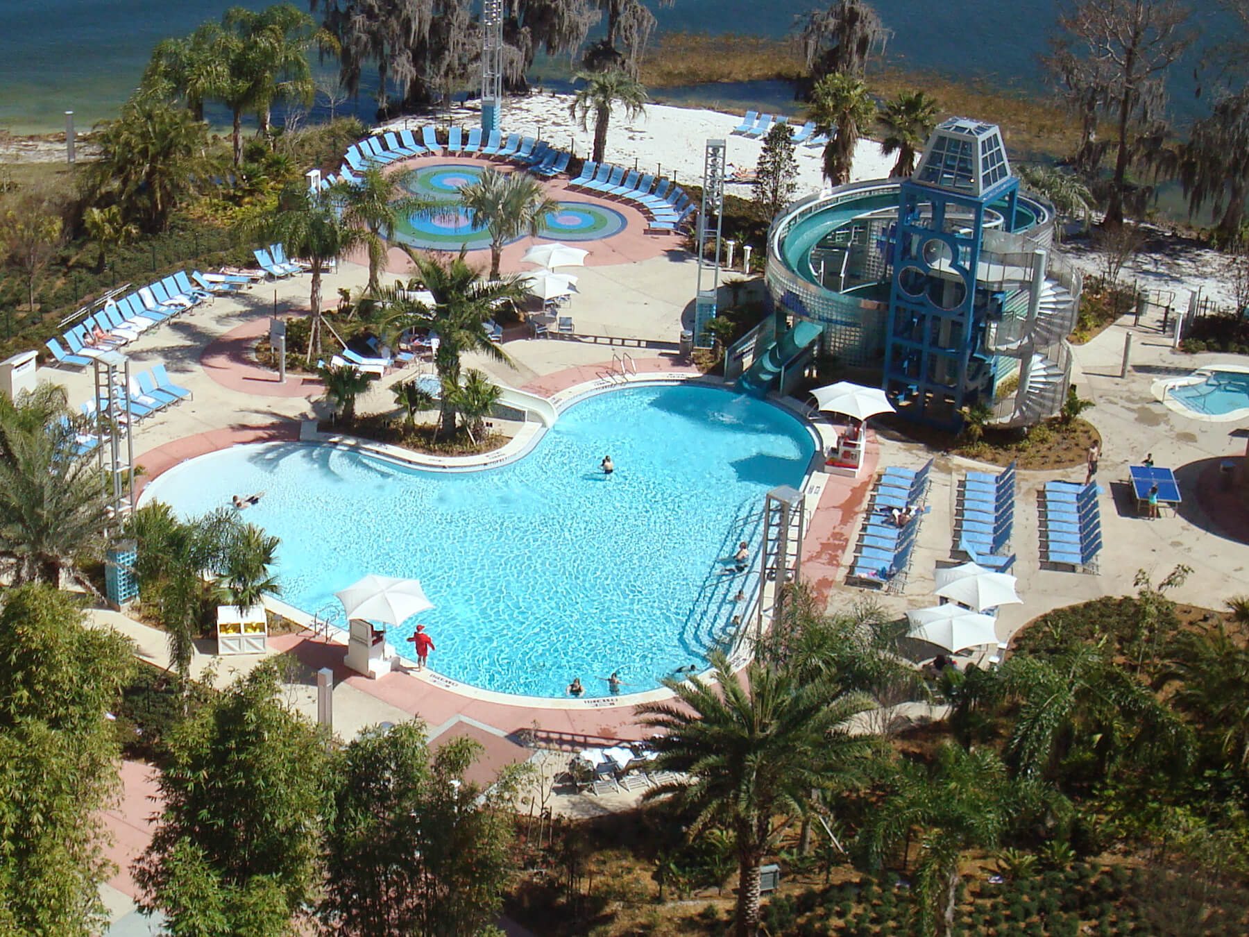 Aerial view of Disney's Bay Lake Tower Pool
