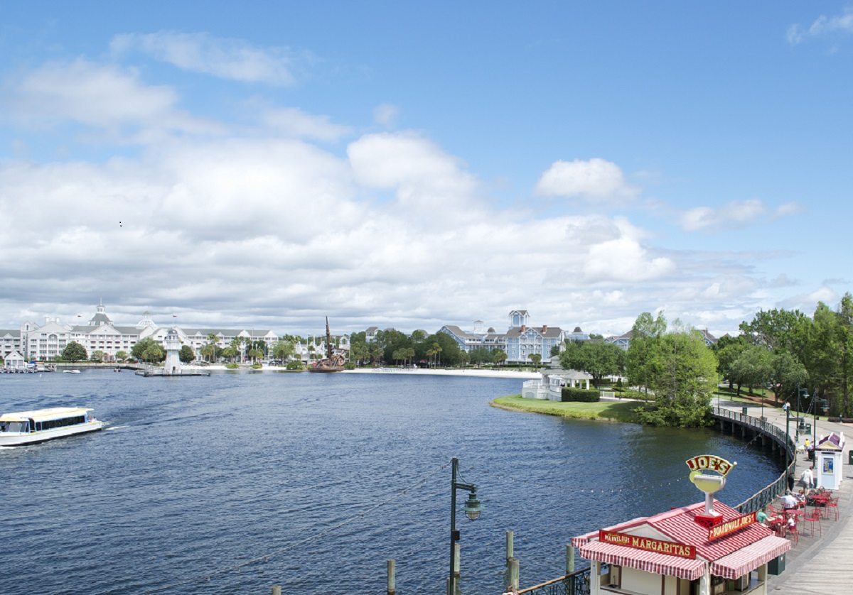 Disney's BoardWalk Villas in the distance behind a margarita stand