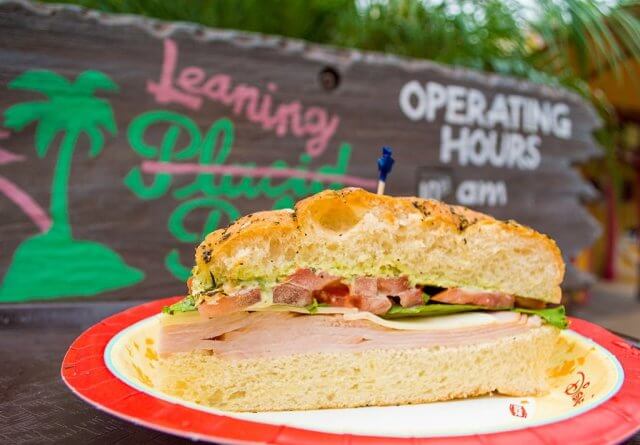 Ham sandwich on a paper plate at Typhoon Lagoon