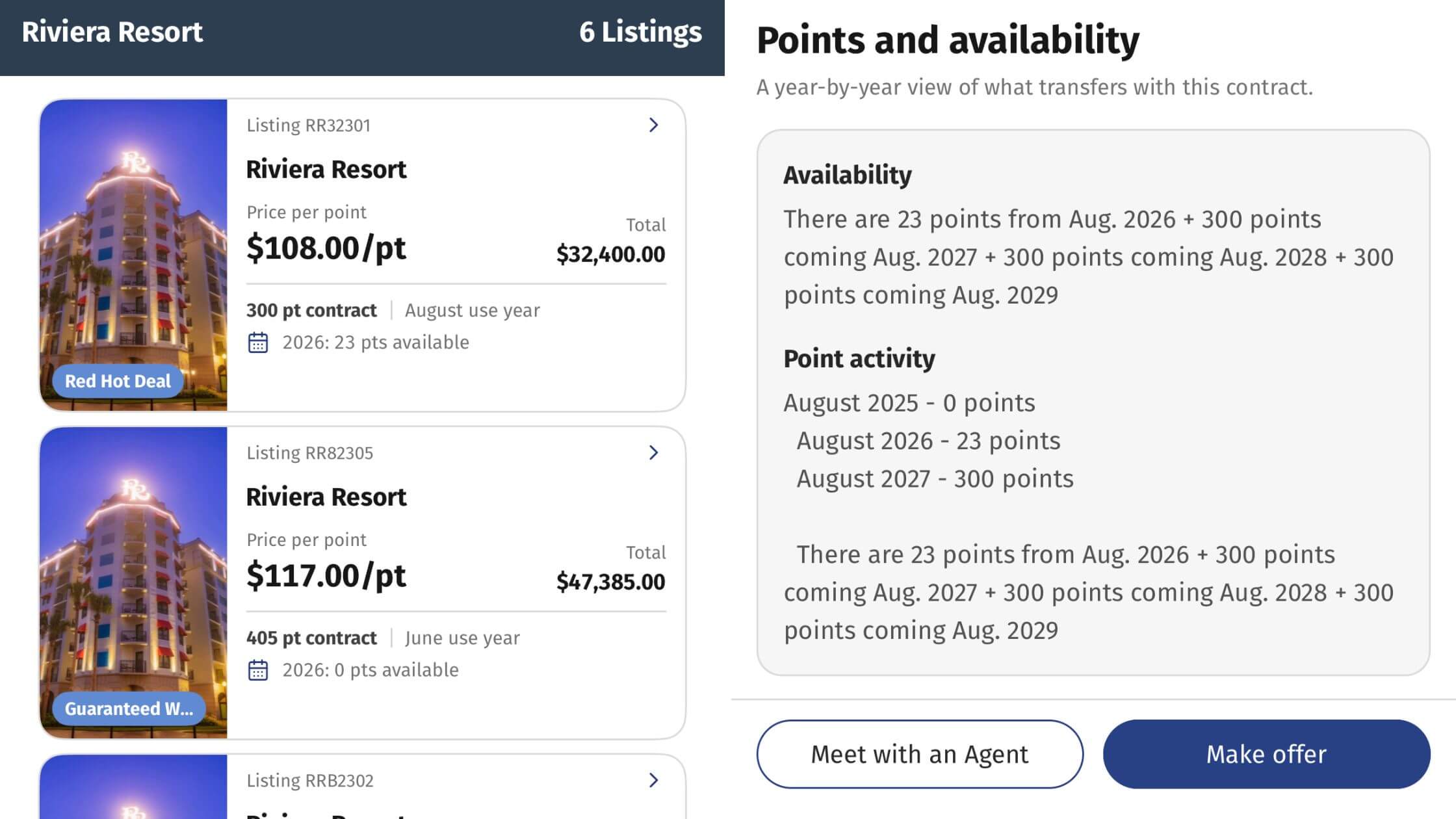 World of DVC App - Listings