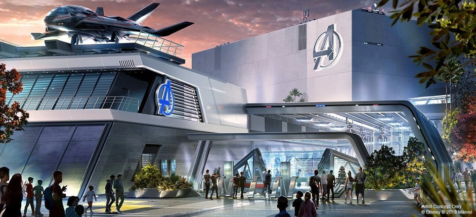Avengers base ride at disney concept art
