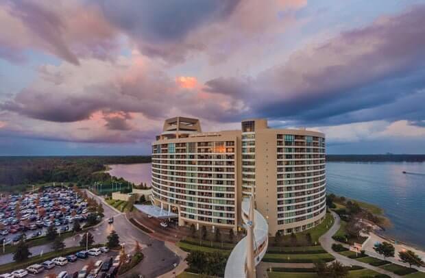 View of Bay Lake Tower at Sunset