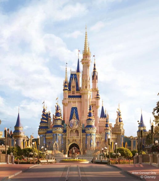 Reimagined Cinderella Castle artist rendition for Walt Disney World's 50th Anniversary