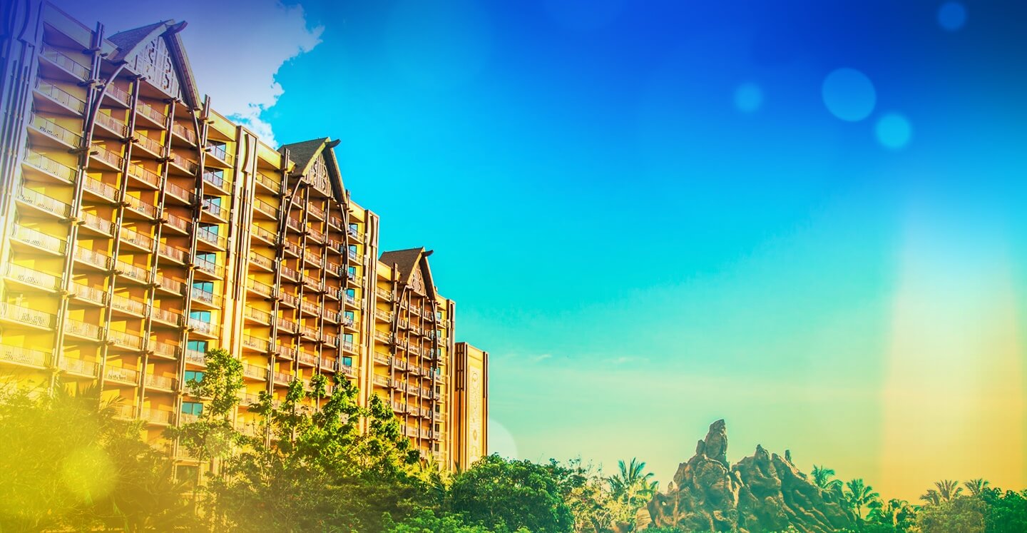 Disney Vacation Club DVC Aulani Resort on a bright day with a blue sky