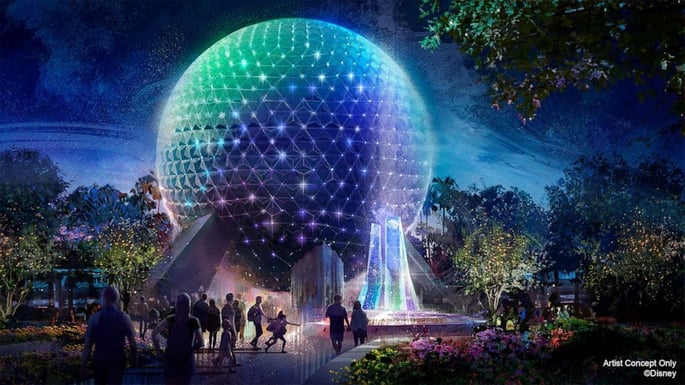 Concept art for lights added to EPCOT in 2021 for WDW 50th Anniversary