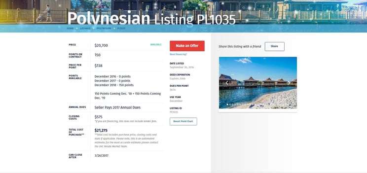 DVC Resale Market Listing Detail Page