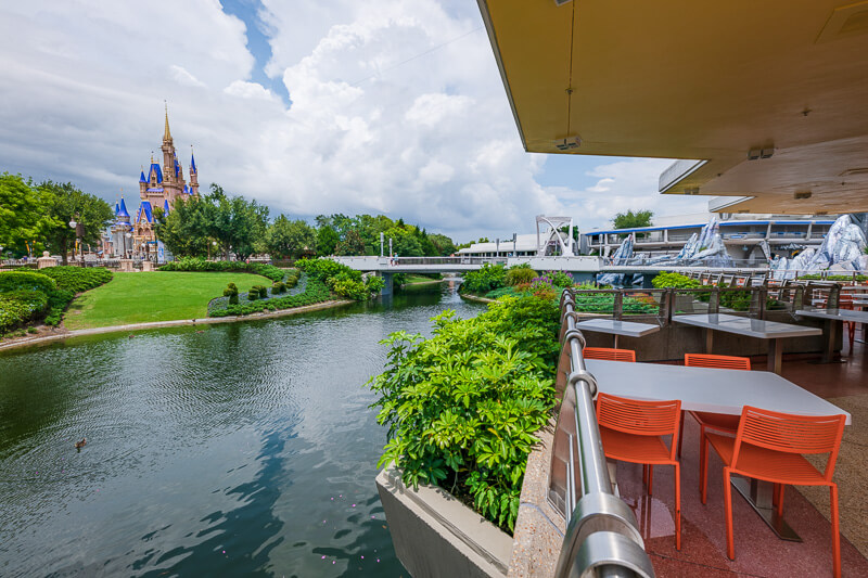 View of Cinderella's Castle from Tomorrowland Terrace at Disney World