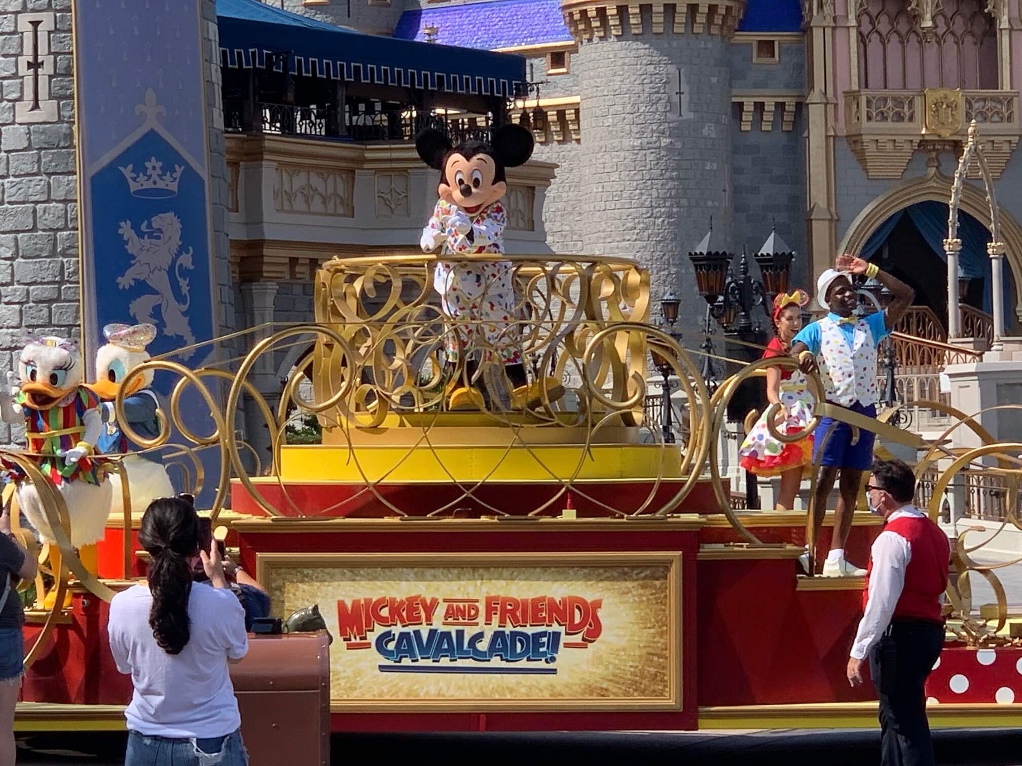 Mickey pictured in a cavalcade at Disney World