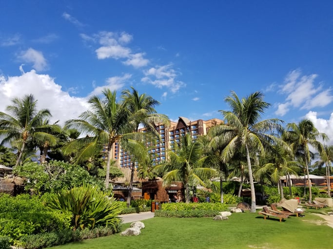 Exterior of Aulani DVC resort in Hawaii