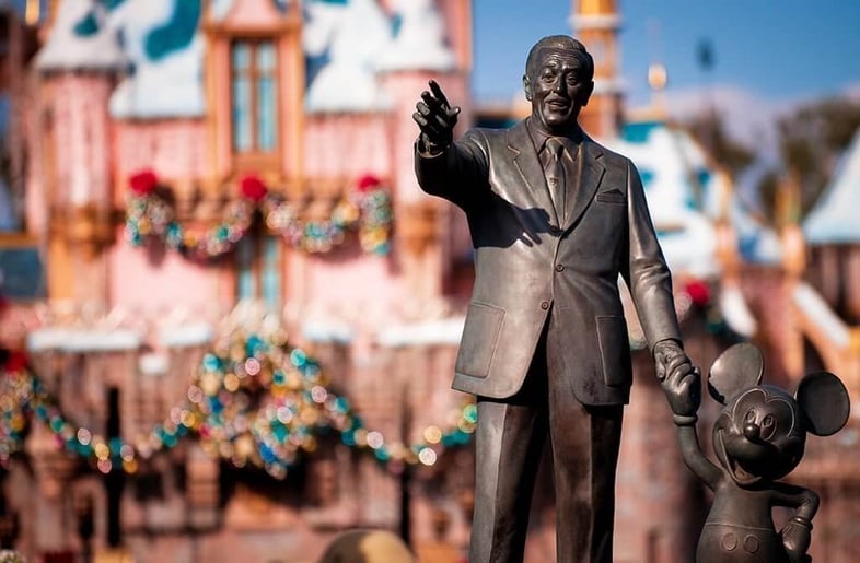 Mickey and Walt Disney statue at Disneyland