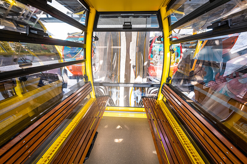 Interior of Disney Skyliner Gondola
