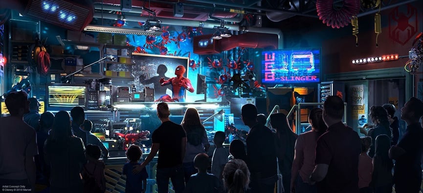 Spider man disney attraction mockup artwork