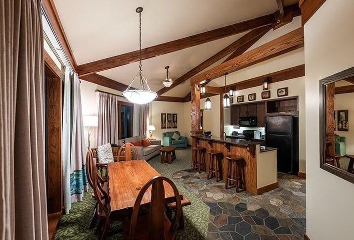 Disney's Treehouse inside view of the dining and kitchen area