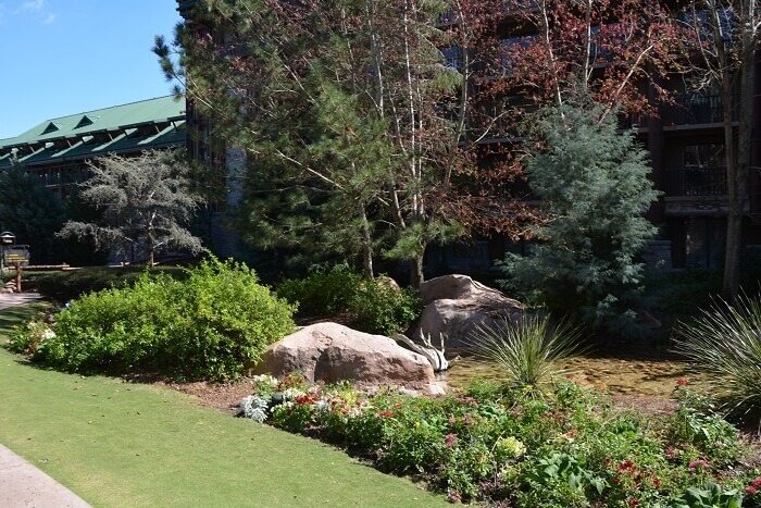 The outside lawn of Boulder Ridge Villas at Disney's Wilderness Lodge