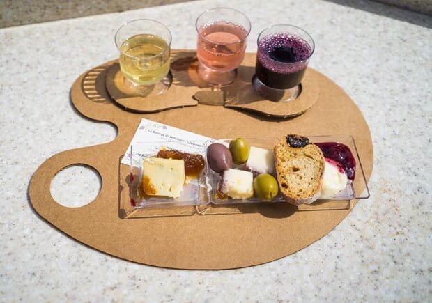Wine taster and cheese platter at Epcot's International food and wine festival