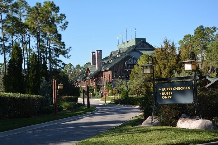 The driveway to Disney Vacation Club's Boulder Ridge