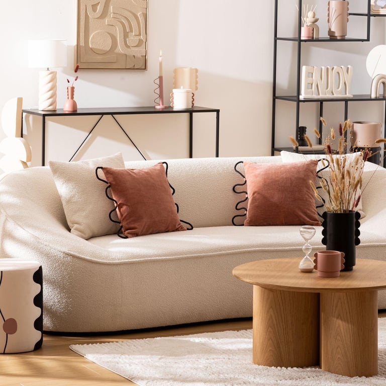 Produit similaire: Canapé 3 places - ATMOSPHERA - Modèle OSTUNI - Tissu beige - Style contemporain - Confort moelleux