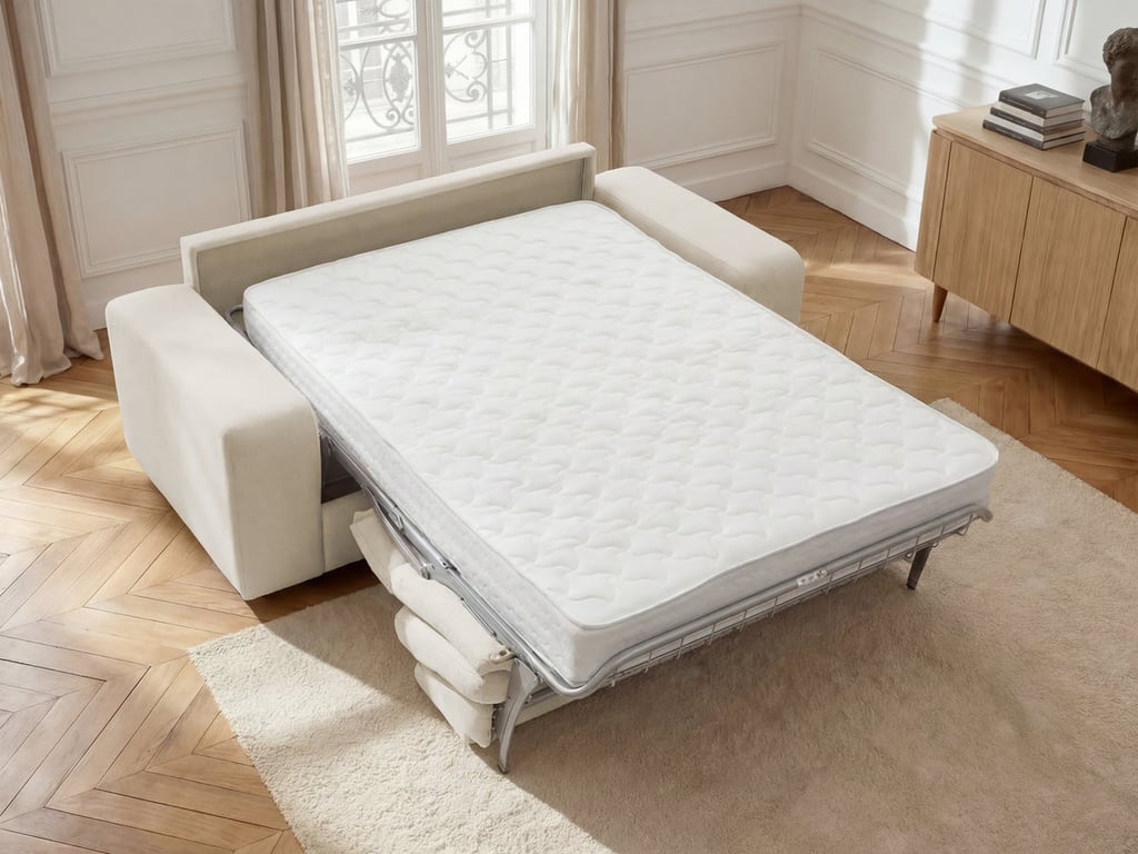 Ibiza - Canapé convertible 3 places tissu texturé beige - Vue supplémentaire 3