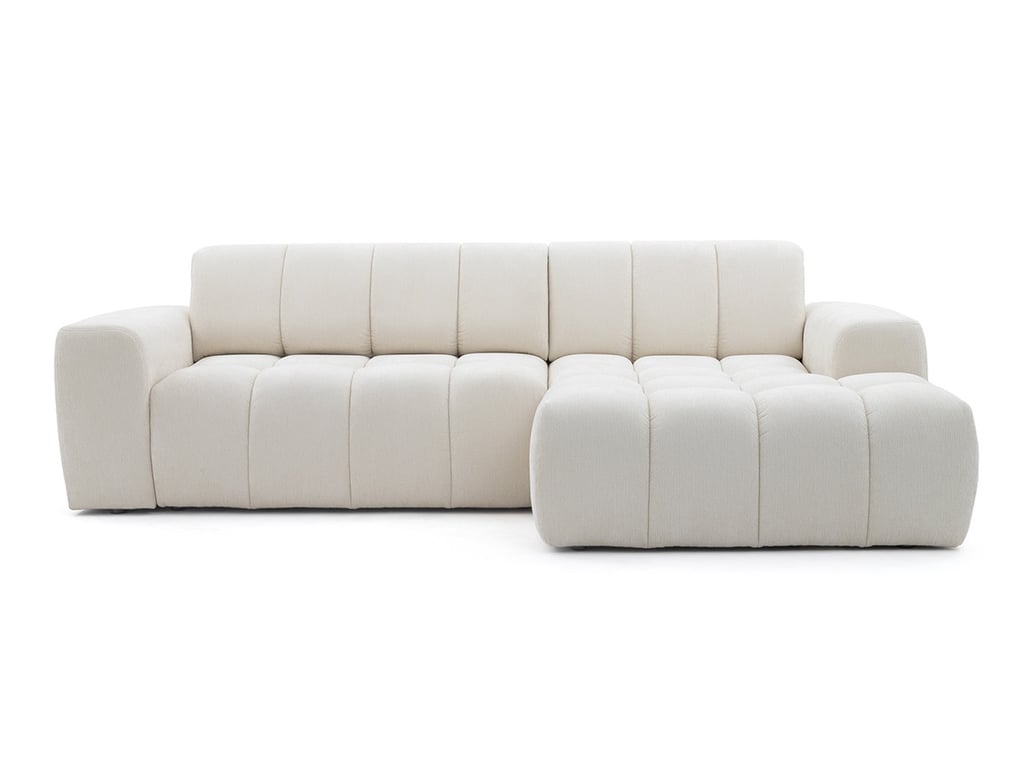 Theo - Canapé d'angle convertible 3 places chenille beige assise coulissante électrique - Vue supplémentaire 1