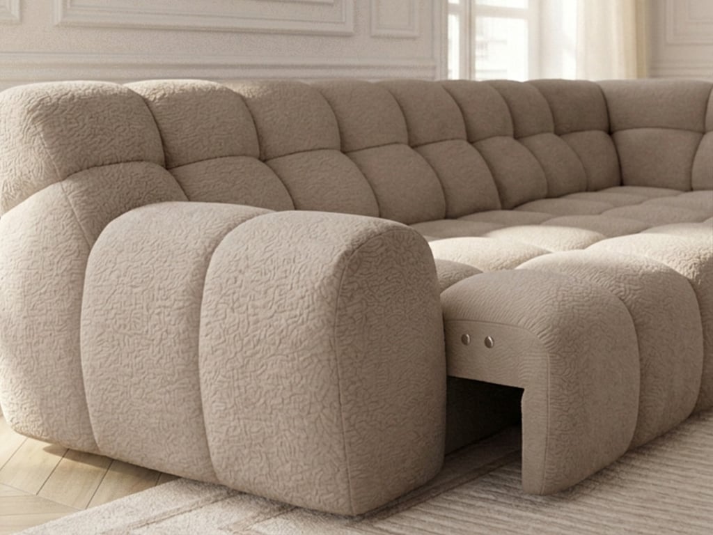 Andre - Canapé d'angle convertible 3 places l avance recule électrique tissu texturé beige - Vue supplémentaire 3