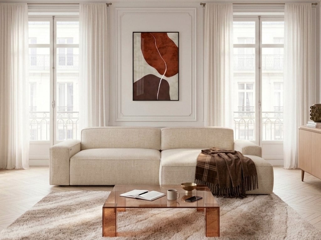 Abel - Canapé d'angle convertible 3 places avance recule électrique tissu chiné beige - Vue supplémentaire 1