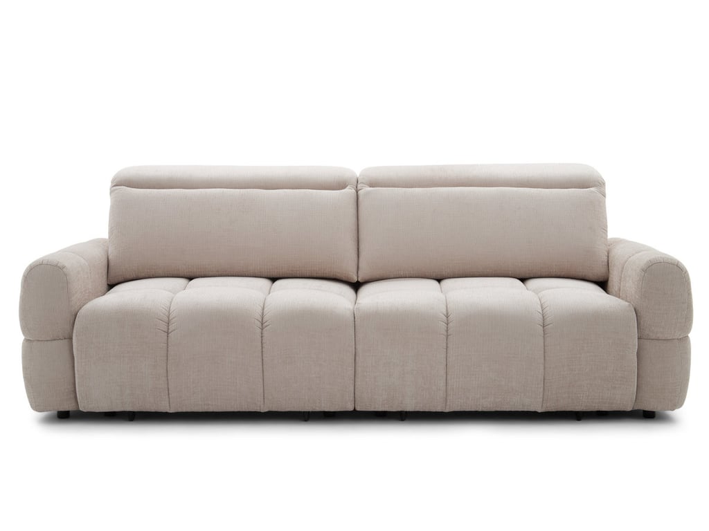 Mateo - Canapé convertible 3 places chenille beige assise coulissante électrique - Vue supplémentaire 1