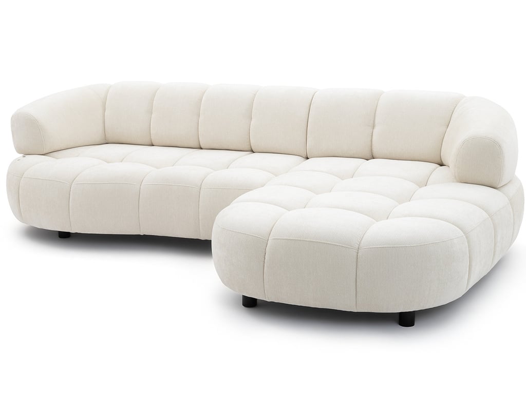 Lovely - Canapé d'angle convertible 3 places avance recule électrique tissu lisse beige - Vue supplémentaire 1