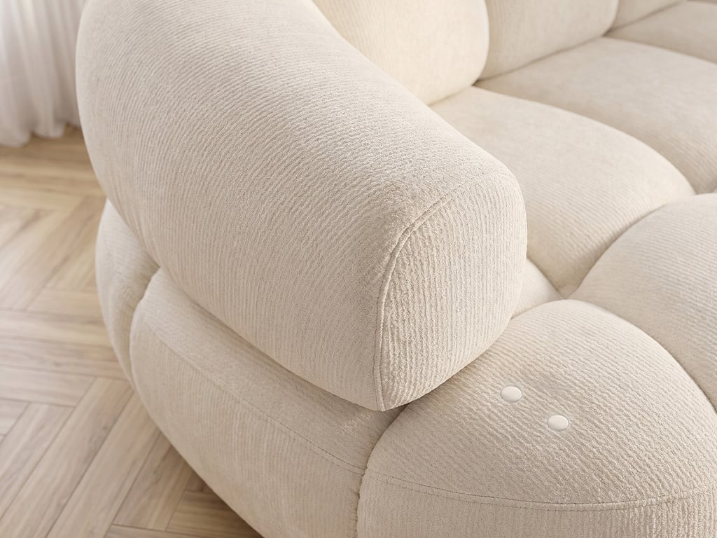 Lovely - Canapé d'angle convertible 3 places avance recule électrique tissu lisse beige - Vue supplémentaire 3