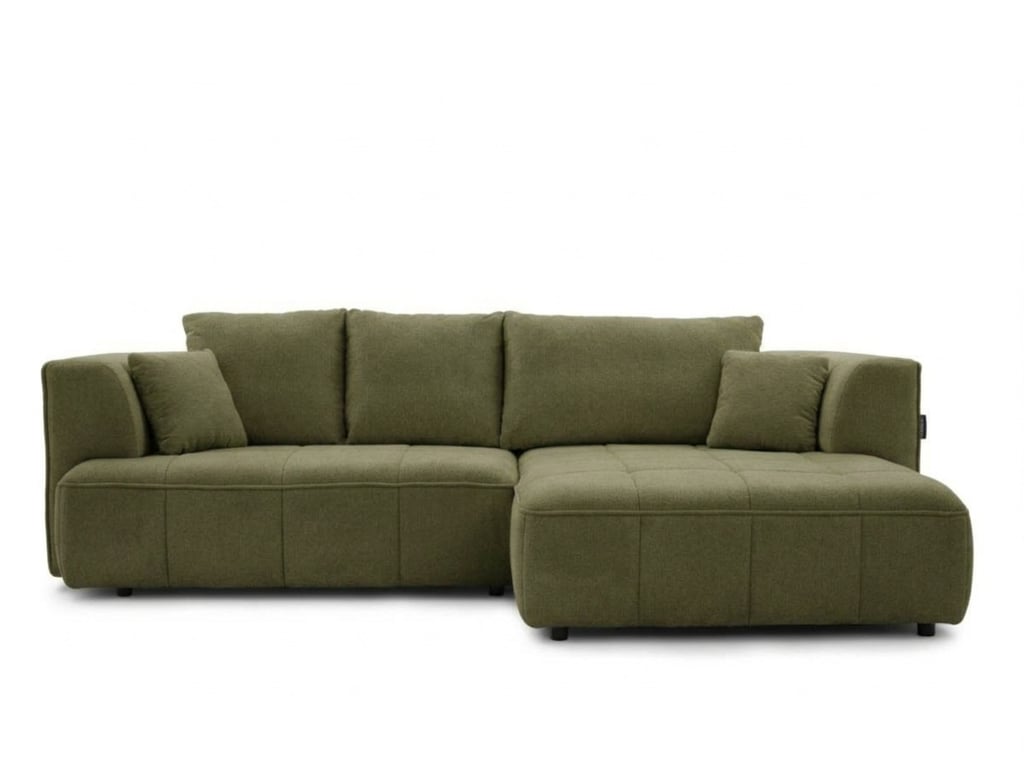 Clovis - Canapé d'angle convertible 3 places tissu vert assise coulissante électrique - Vue supplémentaire 1