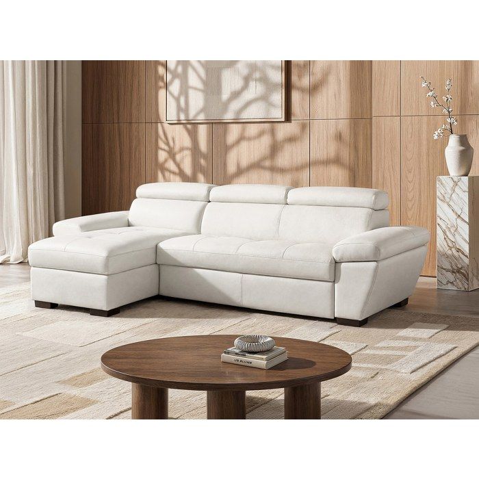 Produit similaire: Canapé d'angle convertible en cuir JONOVA - Blanc - Angle gauche - 3 places - Coffre de rangement