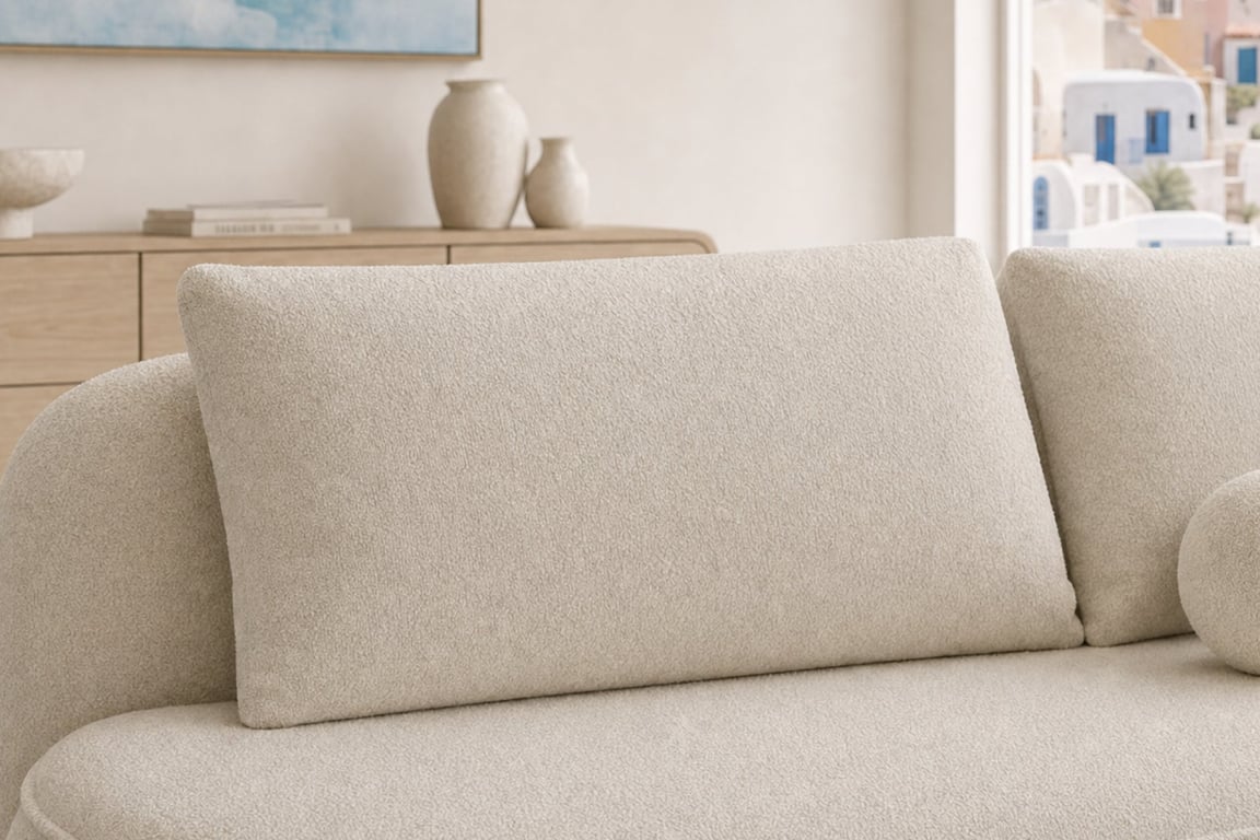 Victoire - Canapé convertible 3 places tissu bouclette beige - Vue supplémentaire 2