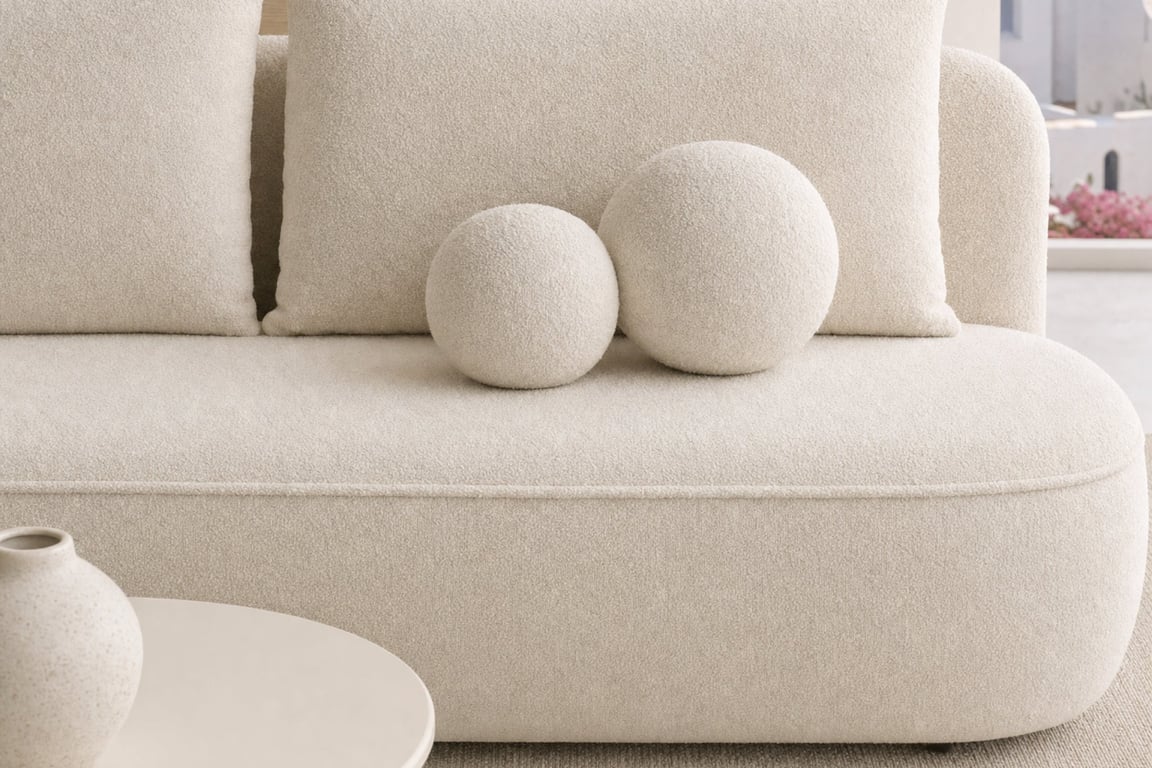 Victoire - Canapé convertible 3 places tissu bouclette beige - Vue supplémentaire 3