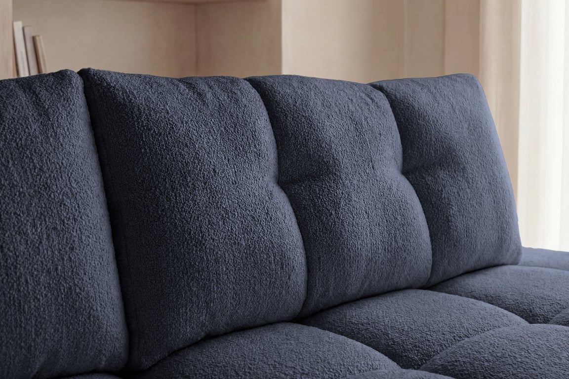 Constance - Canapé d'angle convertible 4 places chenille bleu - Vue supplémentaire 3