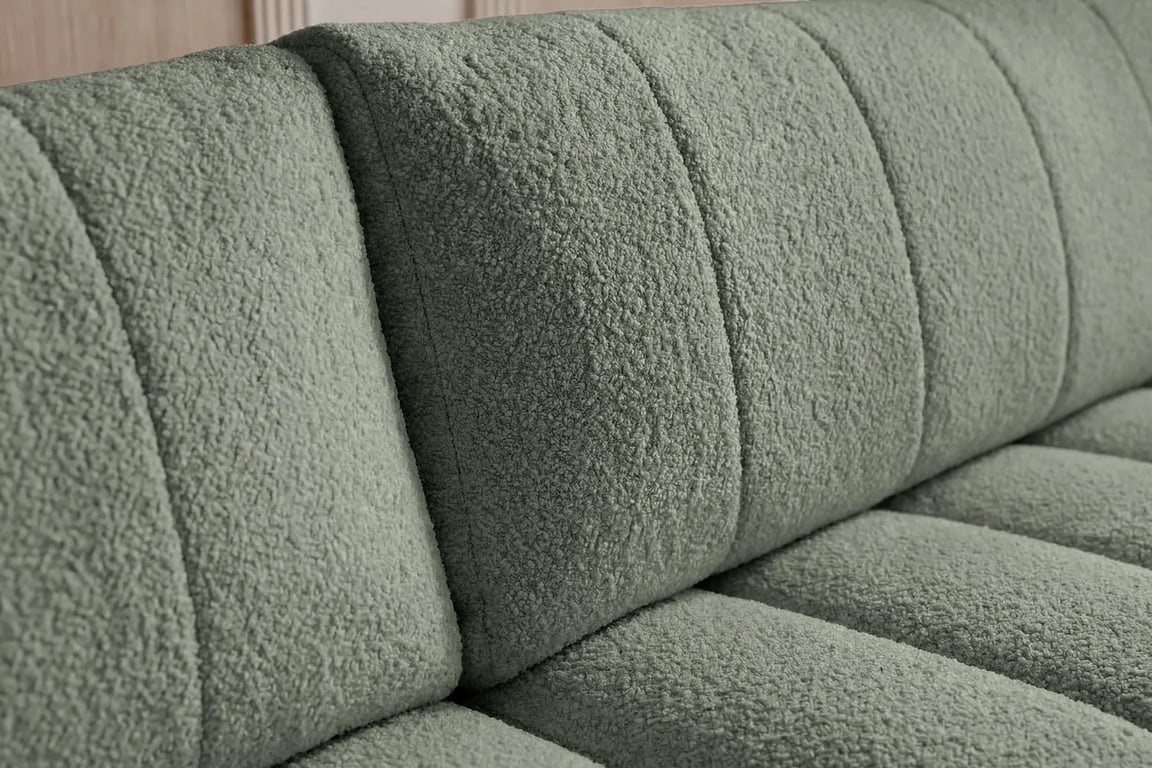Celeste - Canapé d'angle convertible 3 places tissu bouclette vert - Vue supplémentaire 1