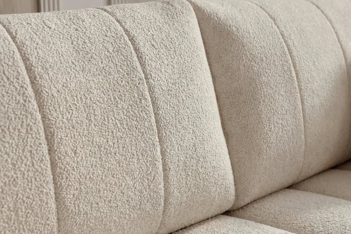 Celeste - Canapé convertible 3 places tissu bouclette beige - Vue supplémentaire 3