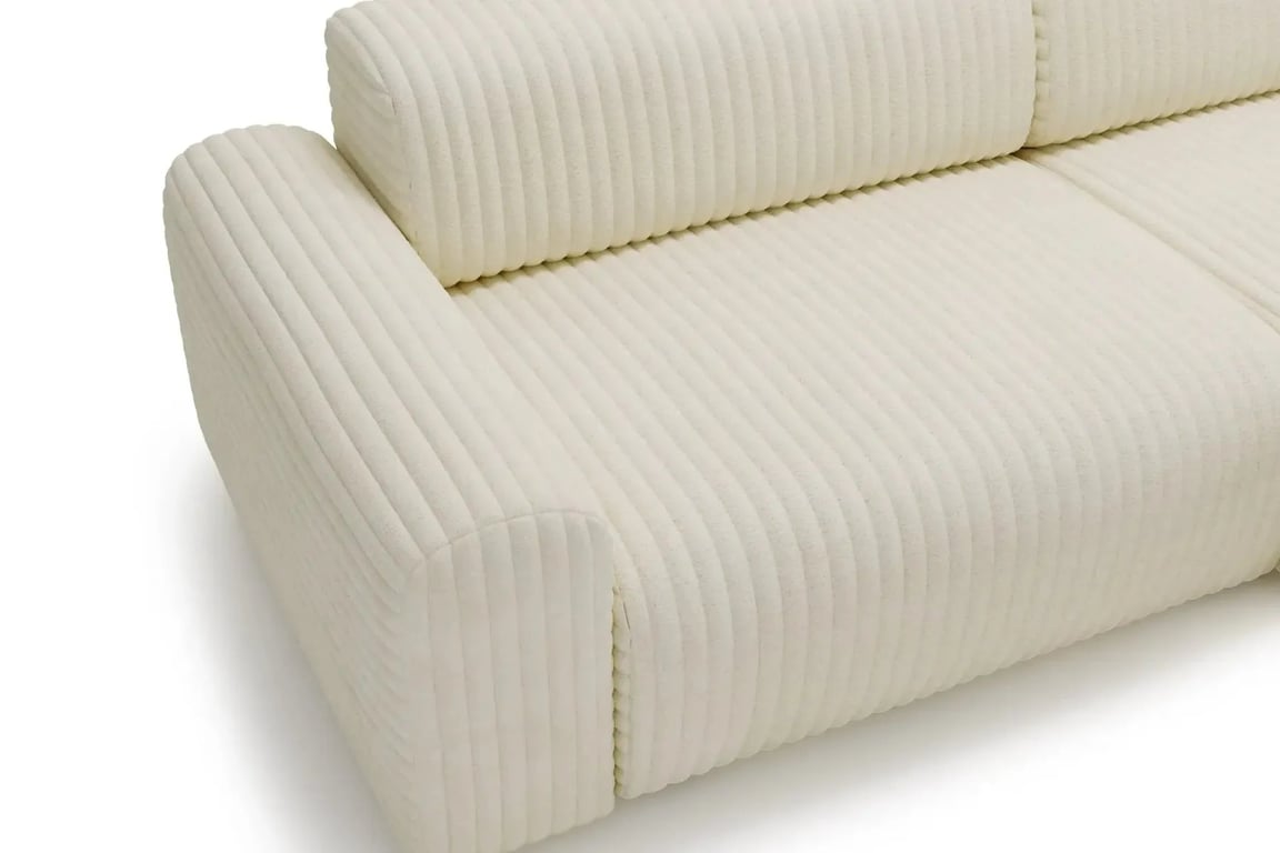 Mila - Canapé d'angle fixe 3 places velours côtelé beige - Vue supplémentaire 2
