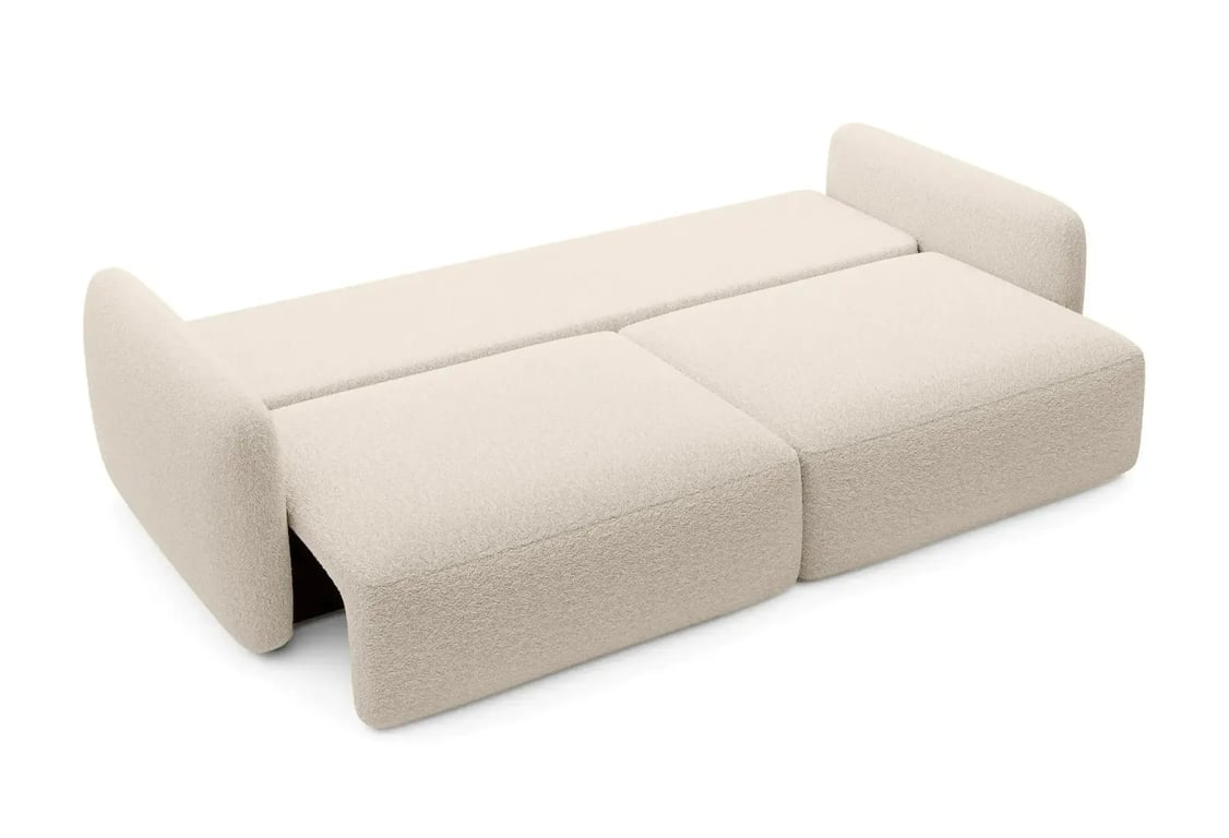 Gigi - Canapé convertible 3 places tissu bouclette beige - Vue supplémentaire 2
